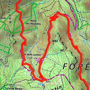 mappa con il percorso MTB evidenziato